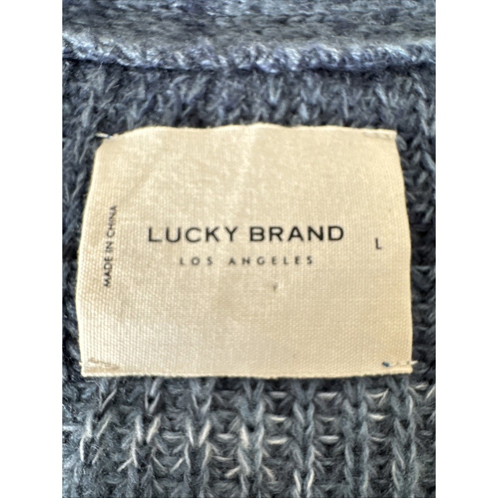 Lucky Brand Women's Oversized L Cropped Cardigan Sweater Blue - Picture 8 of 12